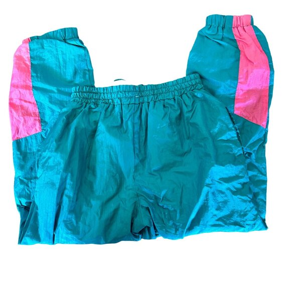 Vintage Neon Retro 100% Nylon Elastic Waist Track Pants 8 - Picture 4 of 7